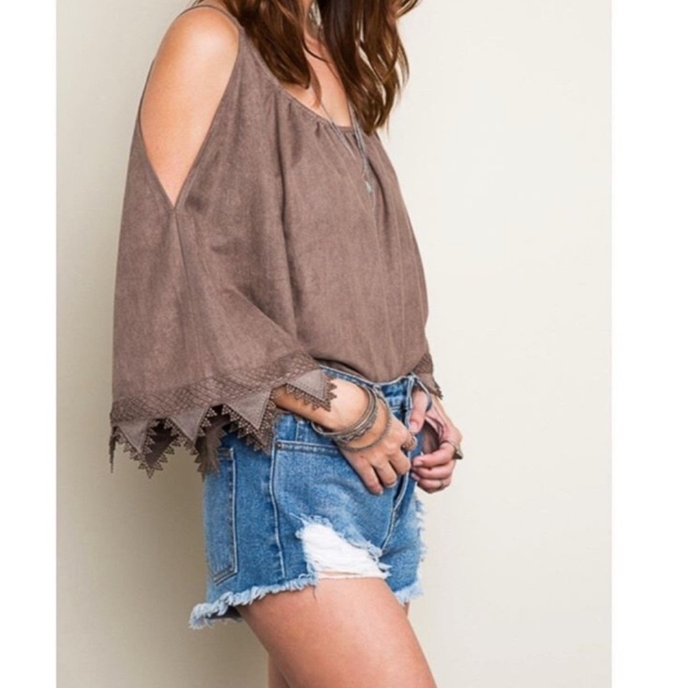Stylish Brown Off-Shoulder Women's Top - Picture 2 of 4